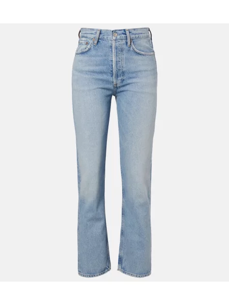 Jeansy straight leg Agolde niebieskie