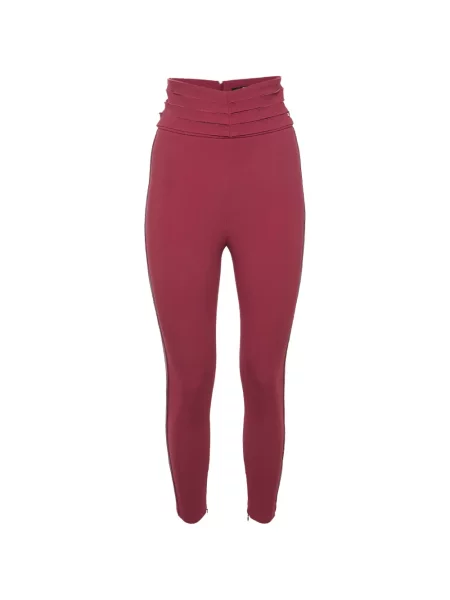 Pantaloni Elisabetta Franchi cu talie înaltă din crep roz
