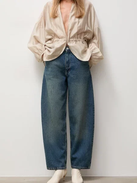 Answear.LAB blugi wide leg pentru femei albastru