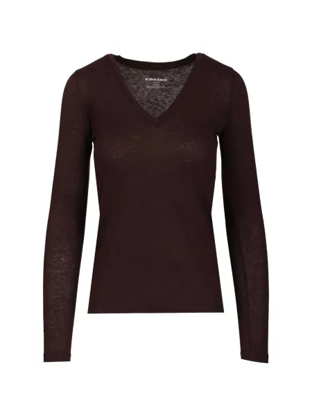 Lung tricou Al Duca D’aosta 1902 cu decolteu în V maro