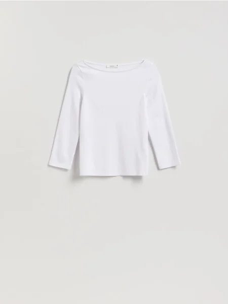 Reserved Tricou cu mânecă lungă din alb