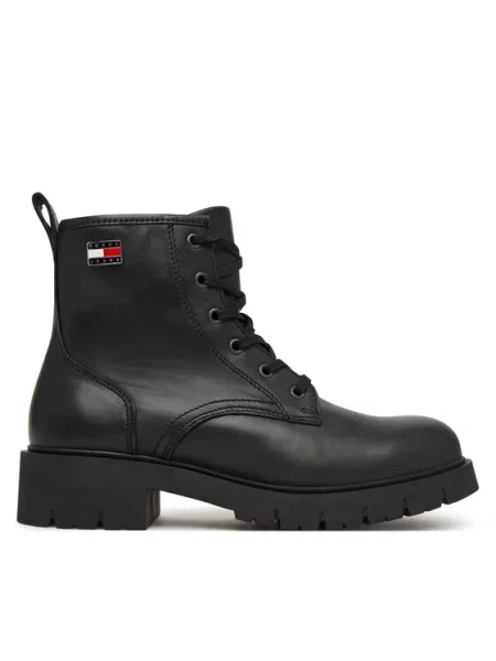 Tommy Jeans Bakancs Tjw Cleated Lace Up Boots fekete