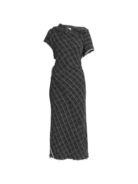 Rochie maxi Erdem asimetrică din tweed negru