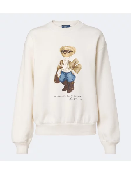Tricou polo Polo Ralph Lauren din fleece bej