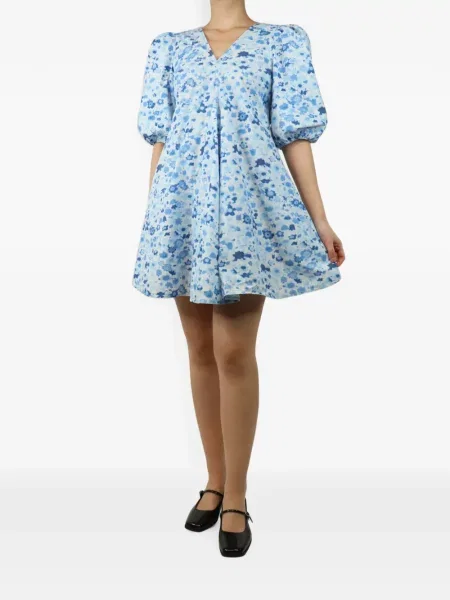 Rochie mini Ganni cu model floral cu imagine albastru