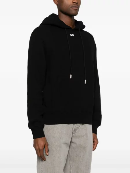 Hanorac cu glugă Off-white cu imagine alb