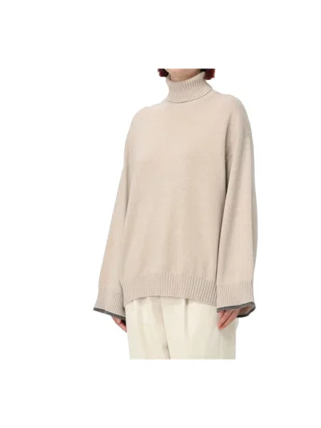 Sweter Brunello Cucinelli z kaszmiru beżowy
