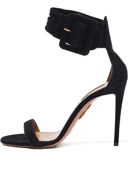 Sandale Aquazzura din piele de căprioară cu cataramă negru