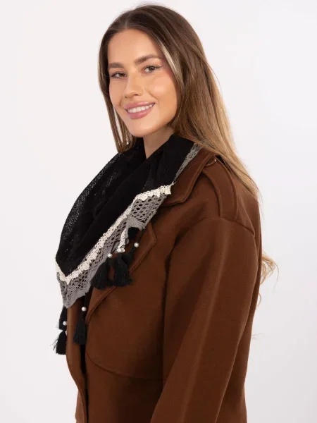 Šal Factory Price na rese s čipkom crna