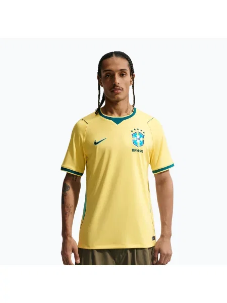 Tricou de fotbal pentru bărbați Nike Brazil Stadium Home Soccer Replica canary/light menta/geode teal
