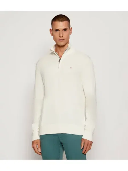Tommy Hilfiger Pulover ZIP MOCK cu adaos de cașmir