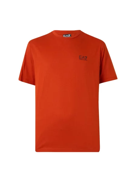 Emporio Armani t-shirt brązowy z nadrukiem pomarańczowa
