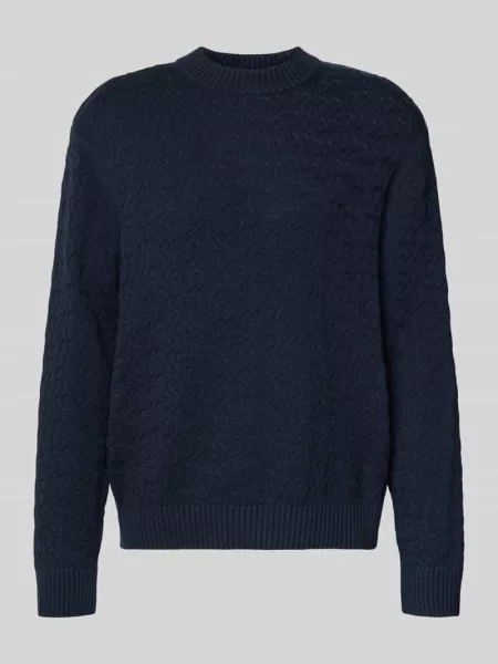 Sweter o kroju relaxed fit z czystej bawełny model ‘PHILIP’ Selected Homme granatowy