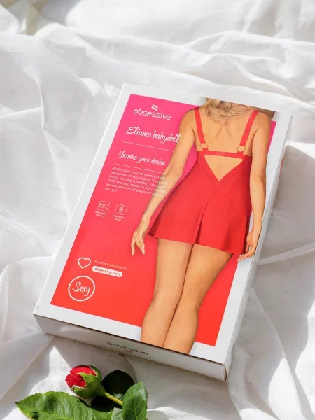 Комплект: бэби-долл и трусики Комплект_Obsessive_Elianes_babydoll червоний