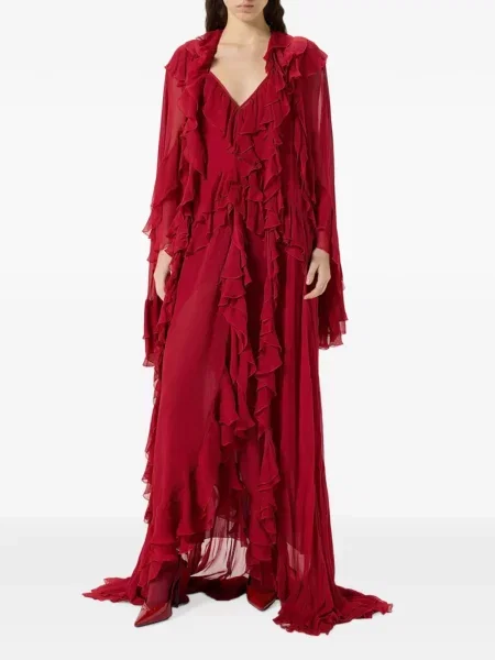 Rochie maxi Blumarine cu volane roșu