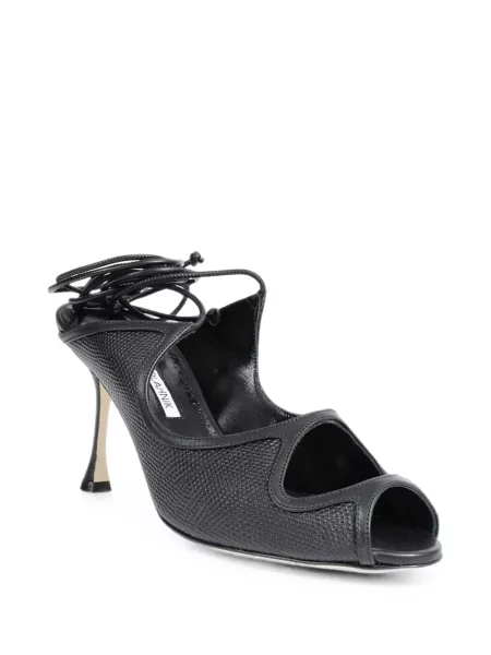 Сандали Manolo Blahnik с връзки с дантела черно
