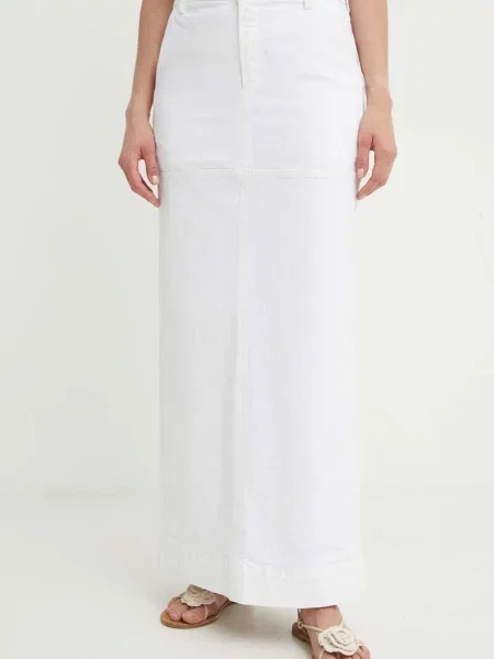 Дънкова пола A.L.C. Hunter дълга със стандартна кройка бяло