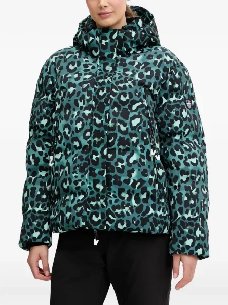 Geacă Ea7 Emporio Armani cu glugă cu imagine cu model leopard verde