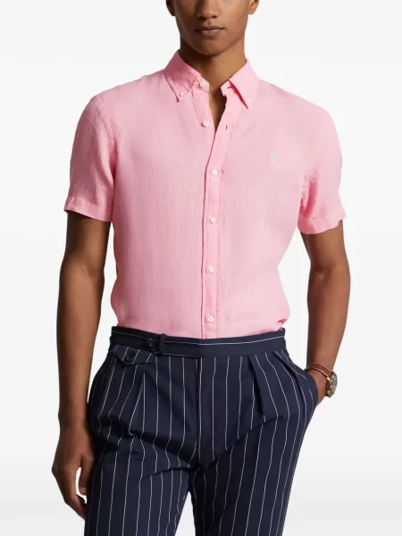 Tricou polo Polo Ralph Lauren cu autograf cu 5 buzunare în carouri gri