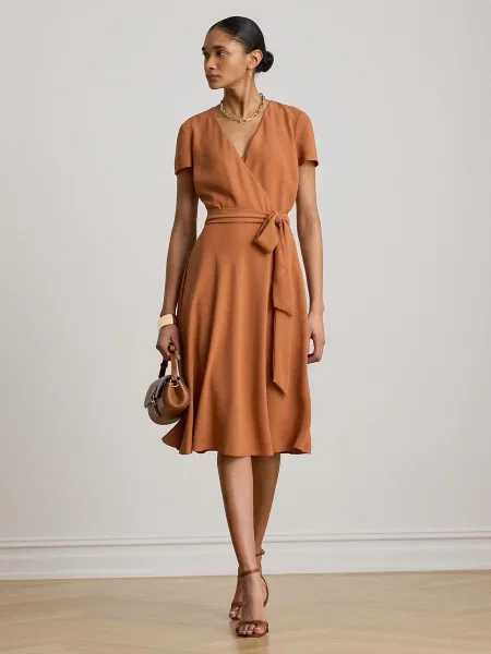 Lauren Ralph Lauren šaty s viazaním oranžová
