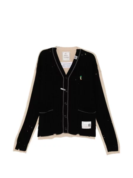 Cardigan Maison Mihara Yasuhiro cu broderie negru