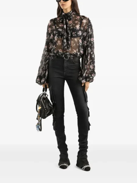 Bluză Dolce & Gabbana cu model floral negru