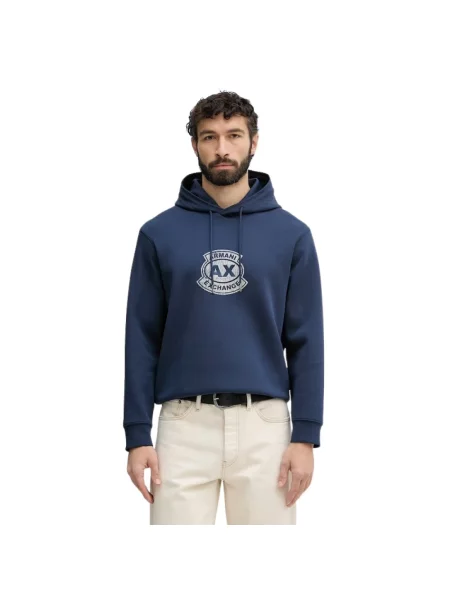 Bluza z kapturem Armani Exchange z kapturem niebieska