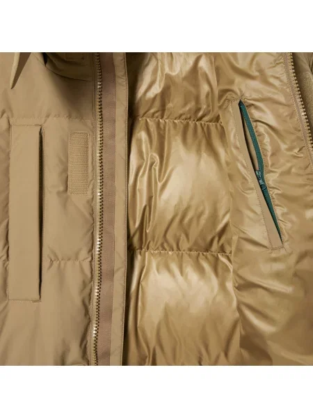 Lacoste Kurtka Puchowa Z Odpinanym Kapturem Midi brązowa