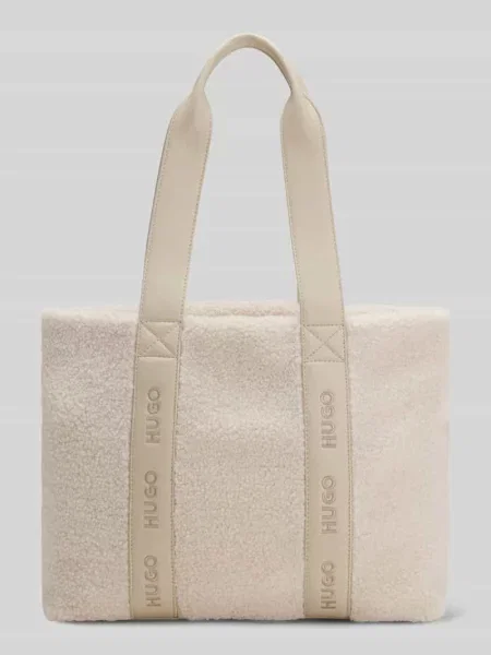 Torba shopper z z logo Hugo beżowa