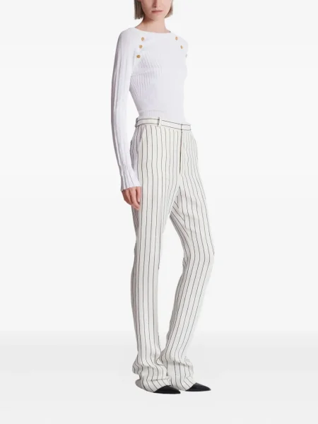 Dungat subțire pantaloni Balmain evazate alb