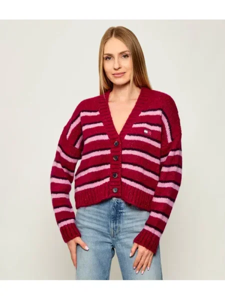 Tommy Jeans Cardigan | cu adaos de lână bordo