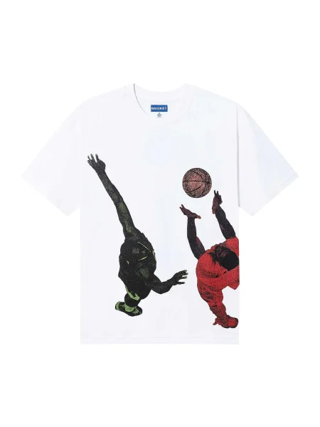 MARKET Tricou funcțional Jump Ball roşu închis / negru alb