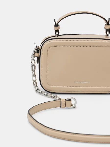 Karl Lagerfeld Torebka crossbody skórzana K/AUTOGRAPH beżowa