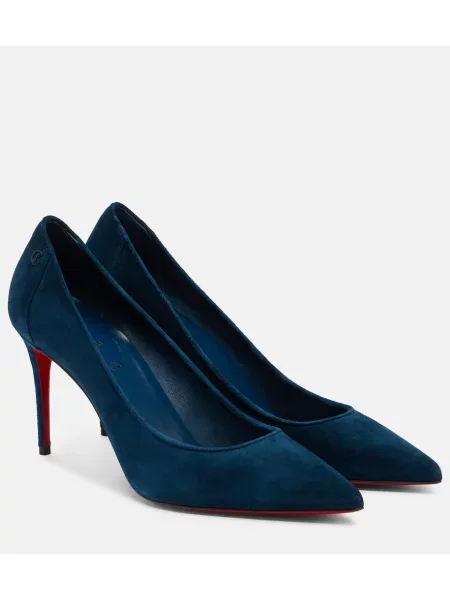 Pantofi cu toc Christian Louboutin din piele de căprioară albastru