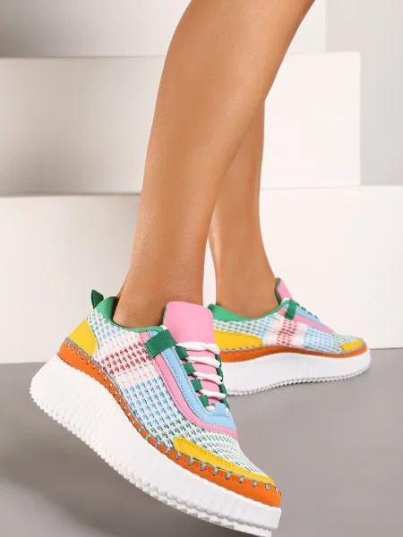Sznurowane Sneakersy na Grubej Podeszwie do Kostki Pasapia zielone