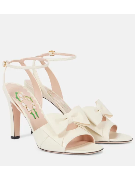 Kožené sandály Valentino Garavani s mašlí bílé