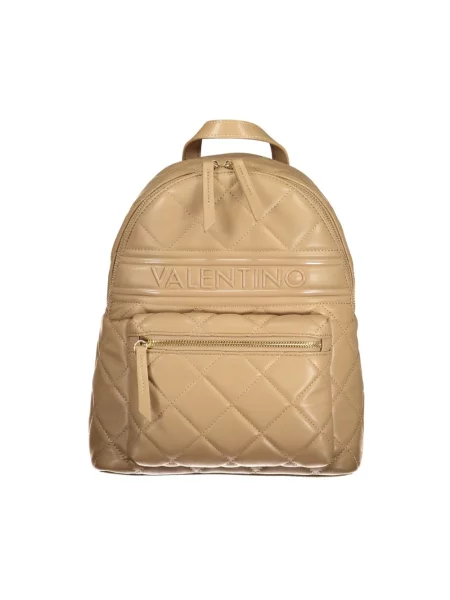 Lniany plecak Valentino elegancki z logo beżowy