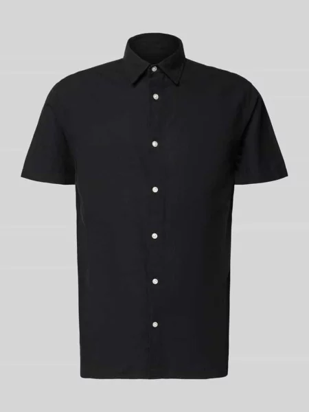 Koszula casualowa o kroju regular fit z mieszanki bawełny i lnu Jack & Jones czarna