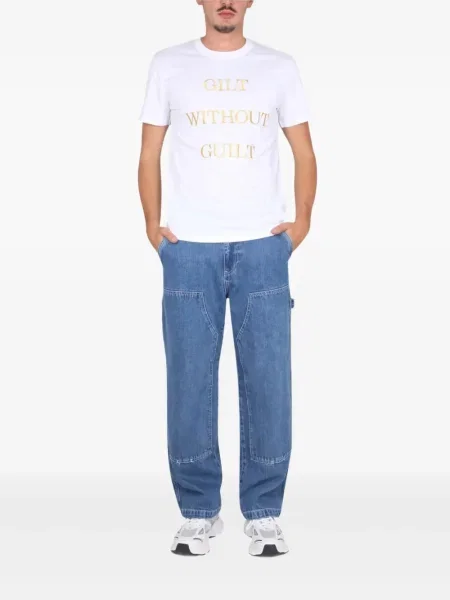 Tricou Moschino cu broderie alb