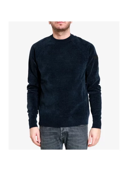 Dzianinowy sweter Rrd niebieski