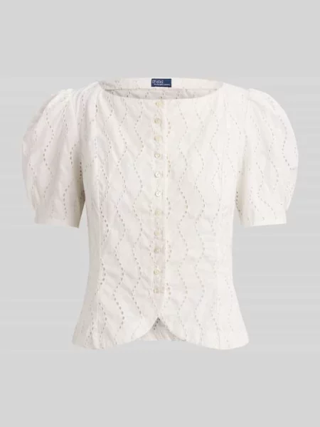 Bluzka z krótkim rękawem o kroju slim fit z czystej bawełny model JULES' Polo Ralph Lauren biała