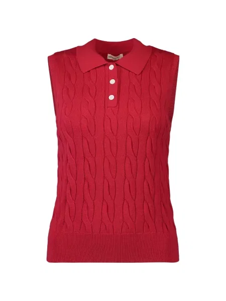 Top Minnie Rose fără mâneci tricotate roșu