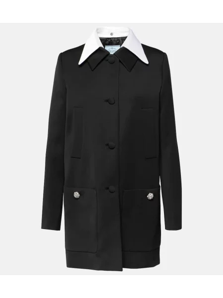 Satenast volnen plašč Prada črna