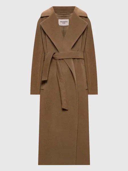 Пальто Max Mara Weekend из альпаки на запах коричневое