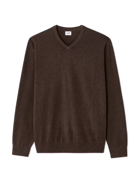 Pulover Celio cu decolteu în V maro