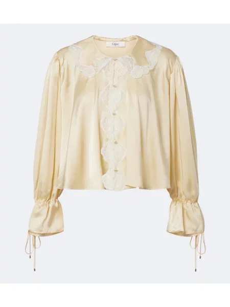 Bluză Chloé din satin galben
