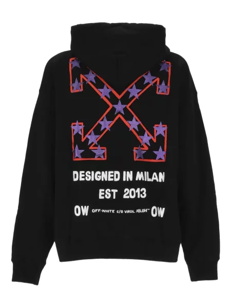 Суичър с качулка Off-white с принт бяло