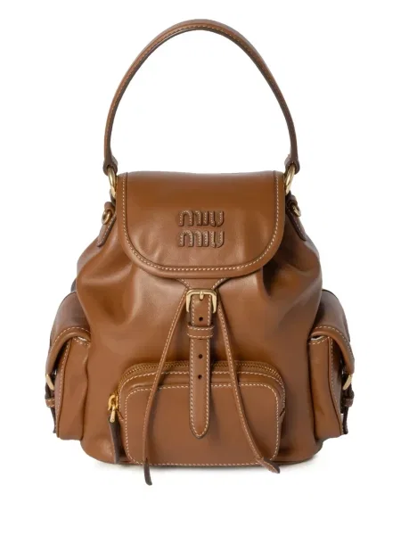 Kožni ruksak Miu Miu smeđa