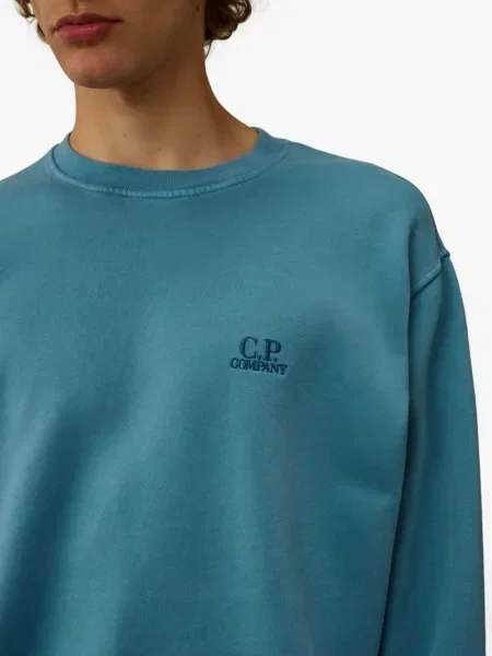 Hanorac crewneck C.p. Company cu broderie albastru
