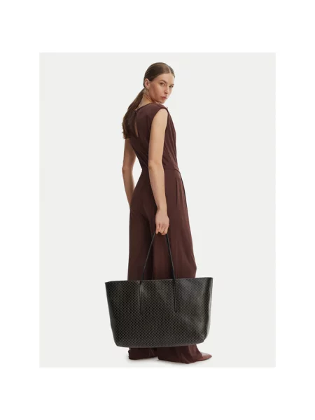 Calvin Klein Torebka Emblem Aop Large Tote W/ Pouch czarny